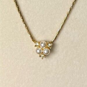 Vintage Christian Dior Pearl Cluster Necklace Gold Tone